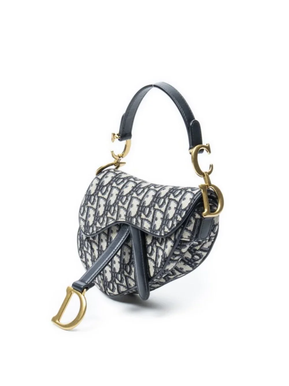 Dior New Saddle Bag Navy Beige Oblique Peacock Canvas - Picture 2 of 10